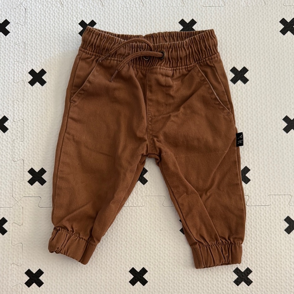 American Hawk 6-9m Brown Kids Jogger Pants